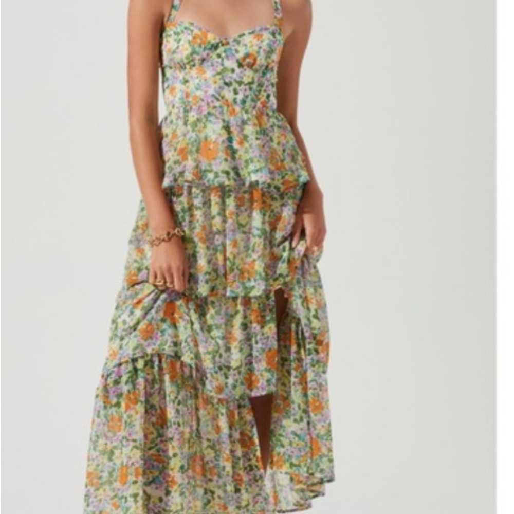 Astr Floral Tiered Maxi Dress